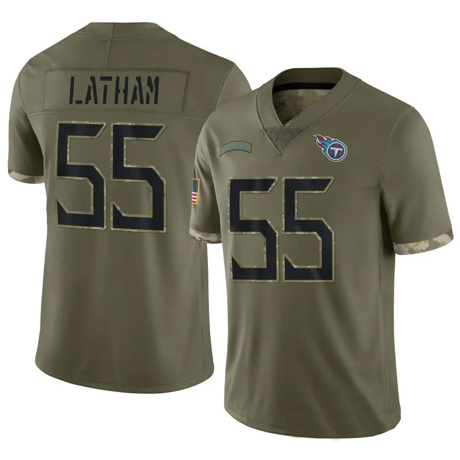 Qdoa T.Titans #55 JC Latham Player Olive Salute To Service Limited Stitched Jerseys