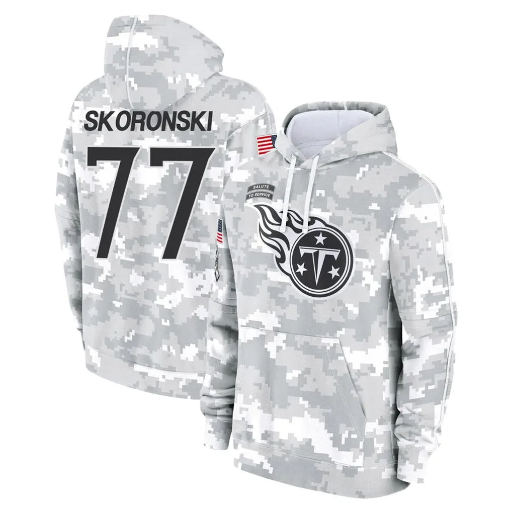 Qdoa T.Titans #77 Peter Skoronski Player Camo Arctic Salute to Service Pullover Hoodies Home Game Stitched Jerseys