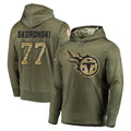 Qdoa T.Titans #77 Peter Skoronski Player Olive Salute to Service Pullover Hoodies Home Game Stitched Jerseys