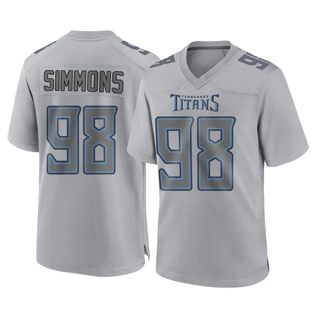Qdoa T.Titans #98 Jeffery Simmons Player Gray Atmosphere Fashion Home Game Stitched Jerseys