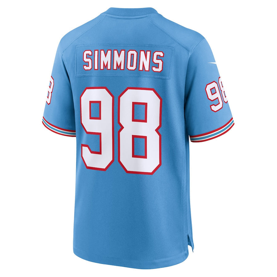 Qdoa T.Titans #98 Jeffery Simmons Player Light Blue Throwback Alternate Game Stitched Jerseys