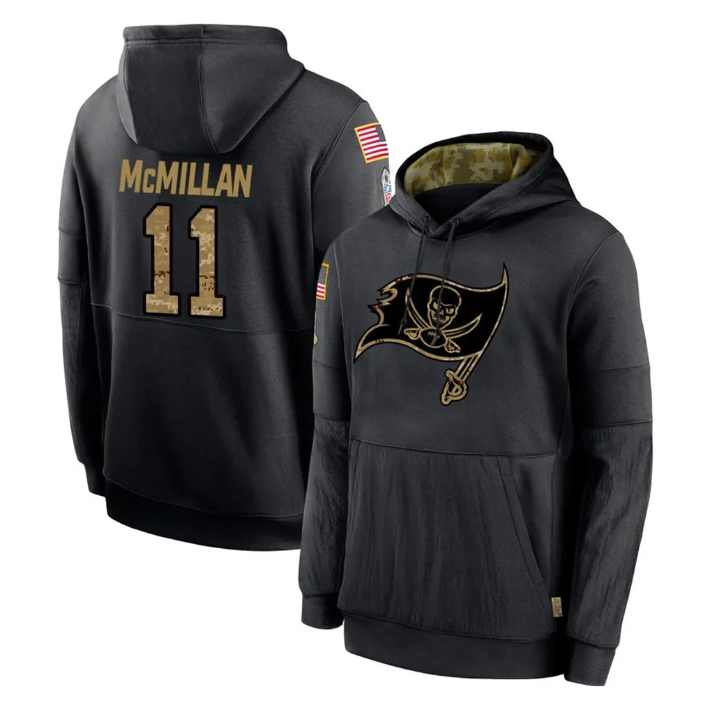 Qdoa TB.Buccaneers #11 Jalen McMillan Player Black Salute to Service Sideline Performance Pullover Hoodies Home Game Stitched Jerseys
