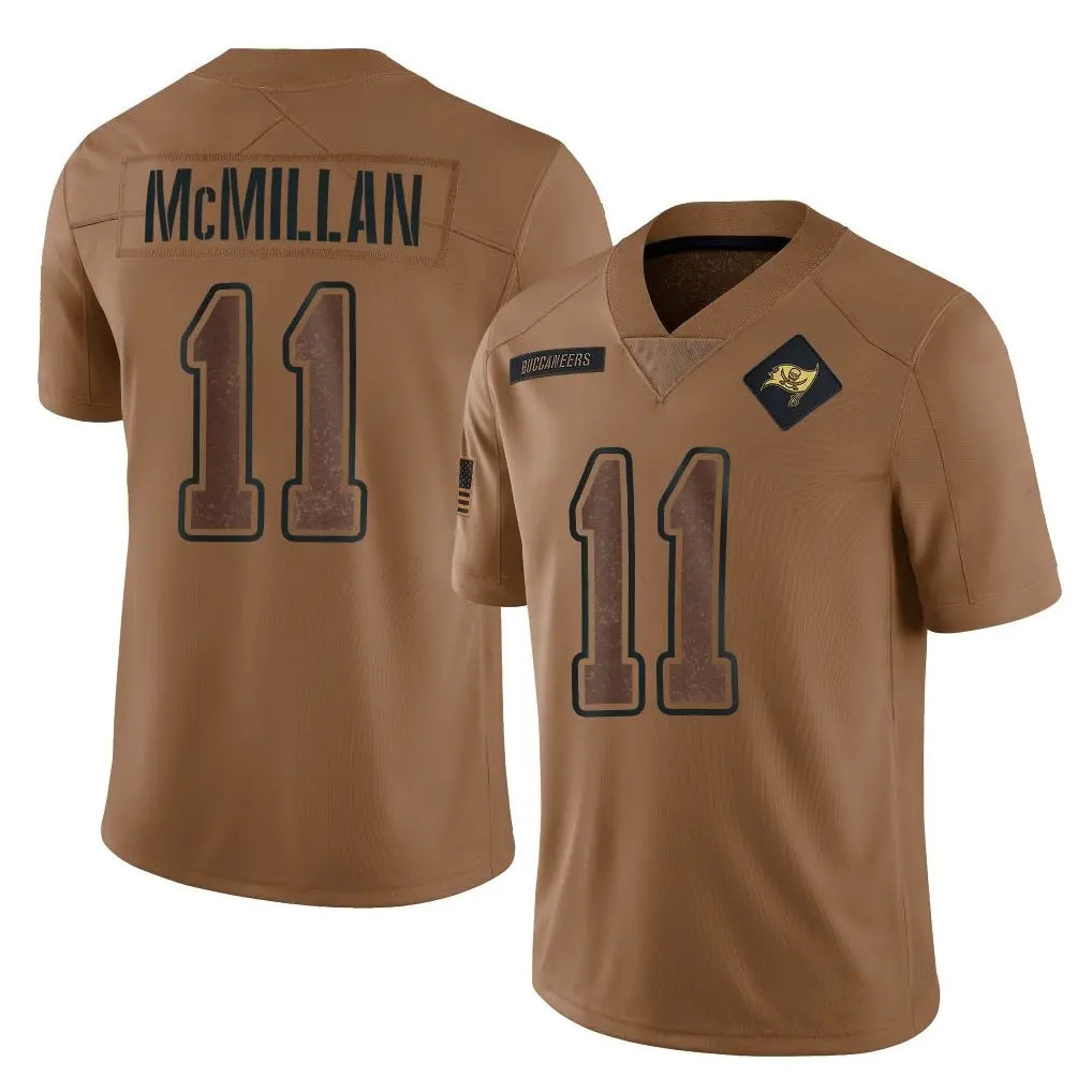 Qdoa TB.Buccaneers #11 Jalen McMillan Player Brown Limited Salute To Service Home Game Stitched Jerseys