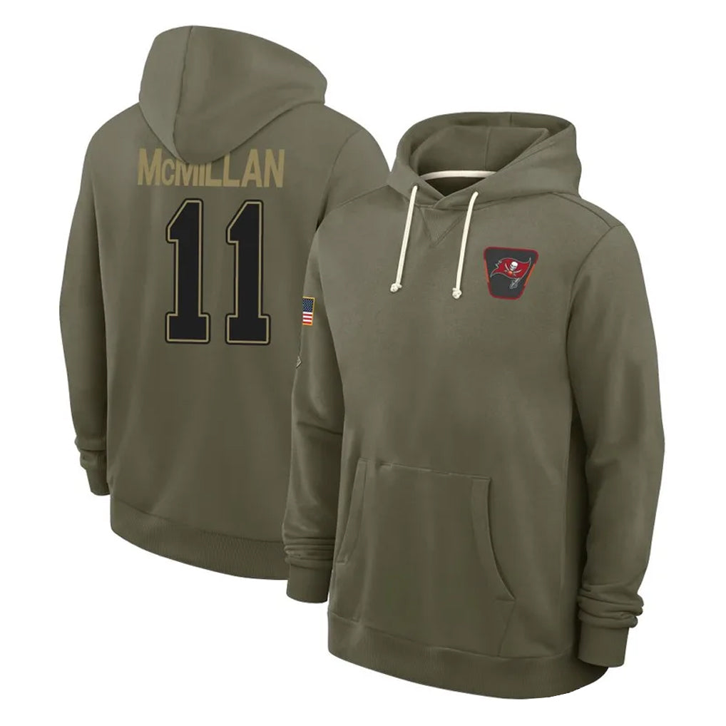 Qdoa TB.Buccaneers #11 Jalen McMillan Player Olive Salute to Service Pullover Hoodies Limited Stitched Jerseys