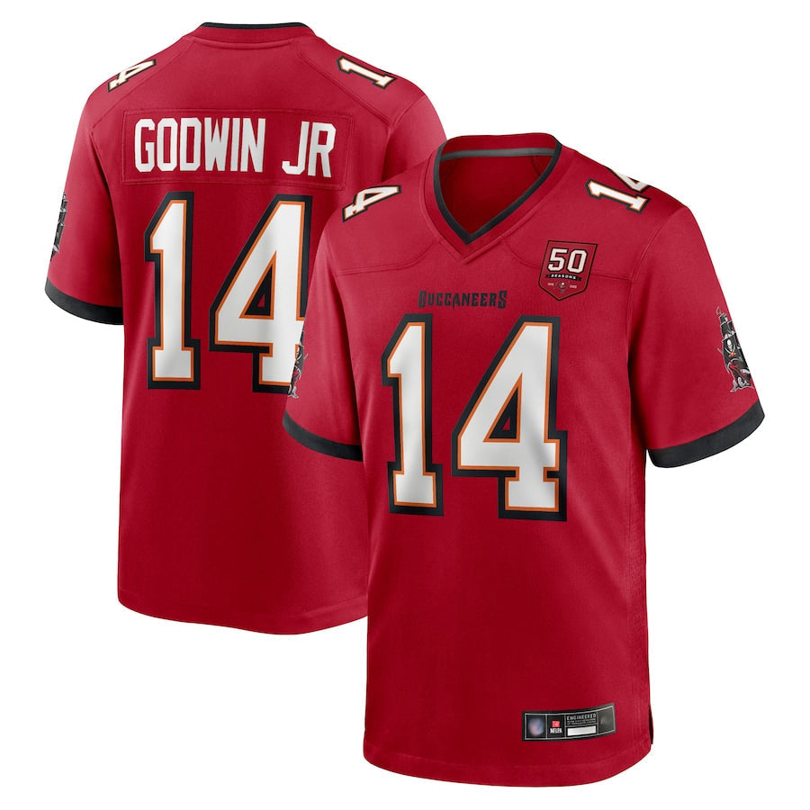 Qdoa TB.Buccaneers #14 Chris Godwin Jr. Player Red 50th Anniversary Game Stitched Jerseys