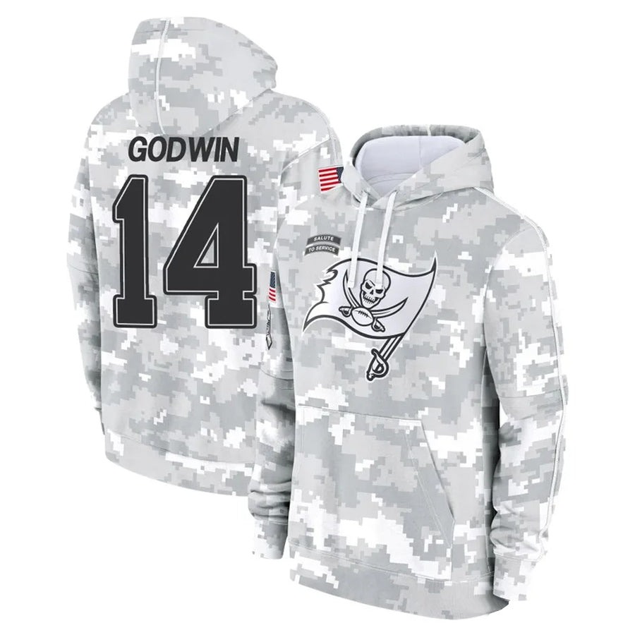 Qdoa TB.Buccaneers #14 Chris Godwin Jr. Player Salute to Service Hoodies Stitched Jerseys