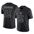 Qdoa TB.Buccaneers #15 Tez Johnson Player Black Reflective Limited Home Game Stitched Jerseys