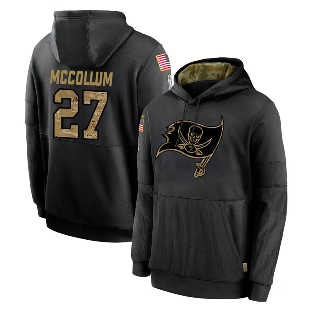 Qdoa TB.Buccaneers #27 Zyon McCollum Player Black Salute to Service Sideline Performance Pullover Hoodies Home Game Stitched Jerseys