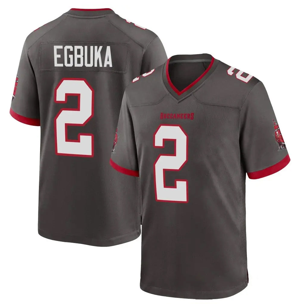 Qdoa TB.Buccaneers #2 Emeka Egbuka Player Pewter Alternate Home Game Stitched Jerseys