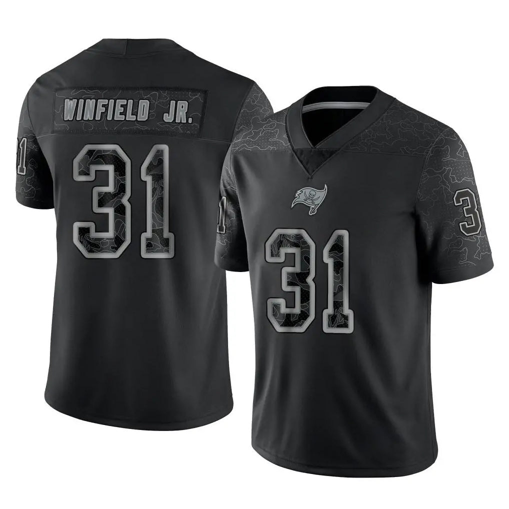 Qdoa TB.Buccaneers #31 Antoine Winfield Jr. Player Black Reflective Limited Home Game Stitched Jerseys