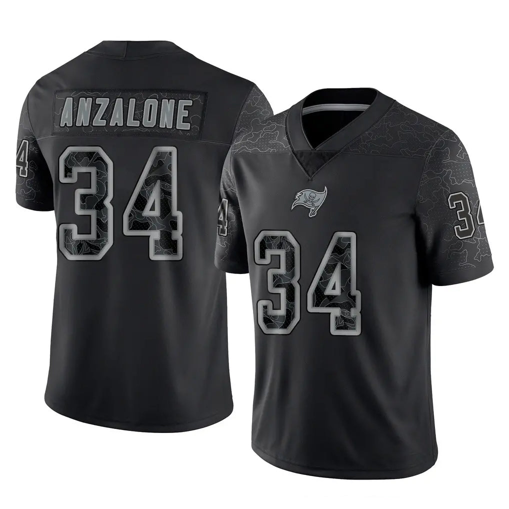 Qdoa TB.Buccaneers #34 Alex Anzalone Player Black Reflective Limited Home Game Stitched Jerseys