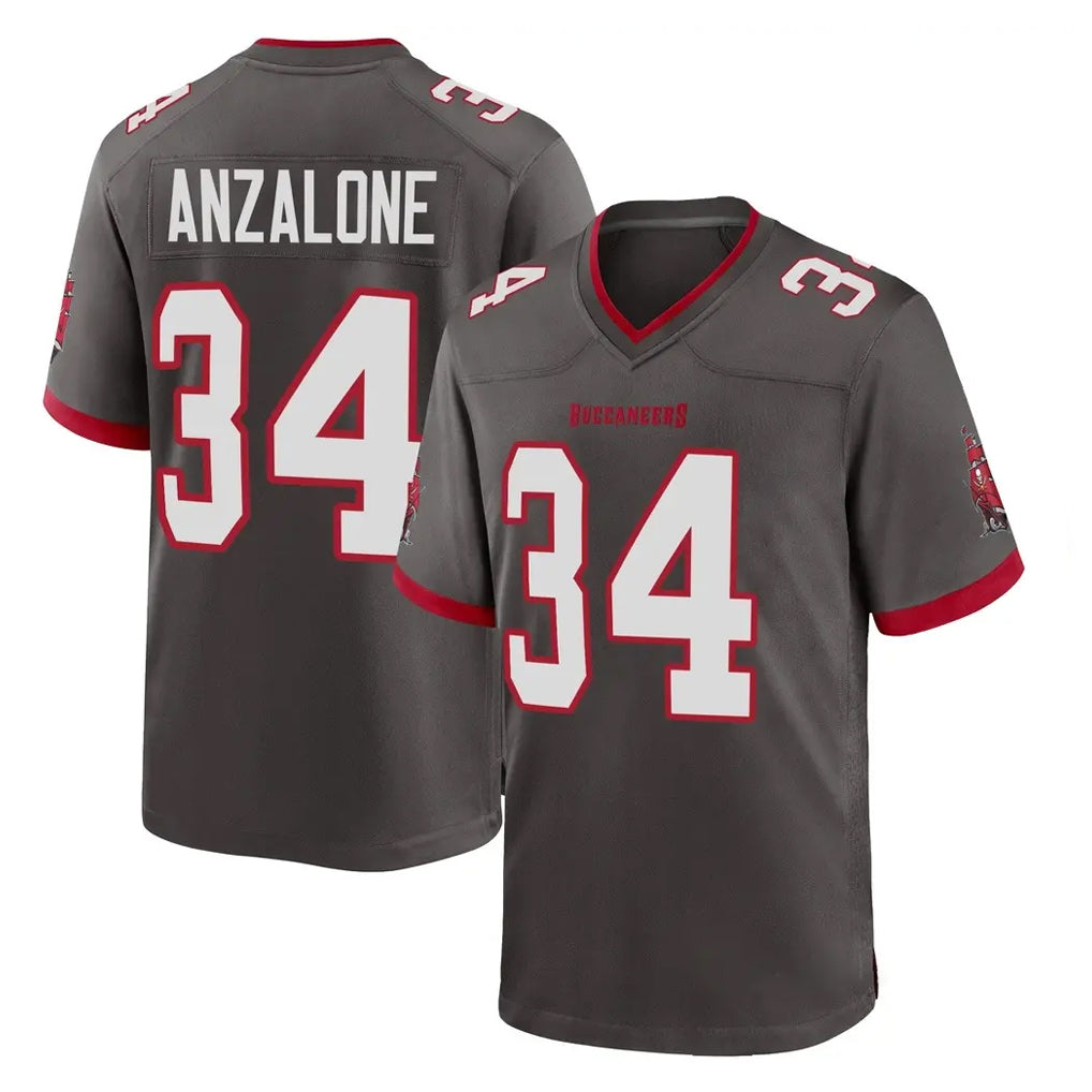 Qdoa TB.Buccaneers #34 Alex Anzalone Player Pewter Alternate Home Game Stitched Jerseys