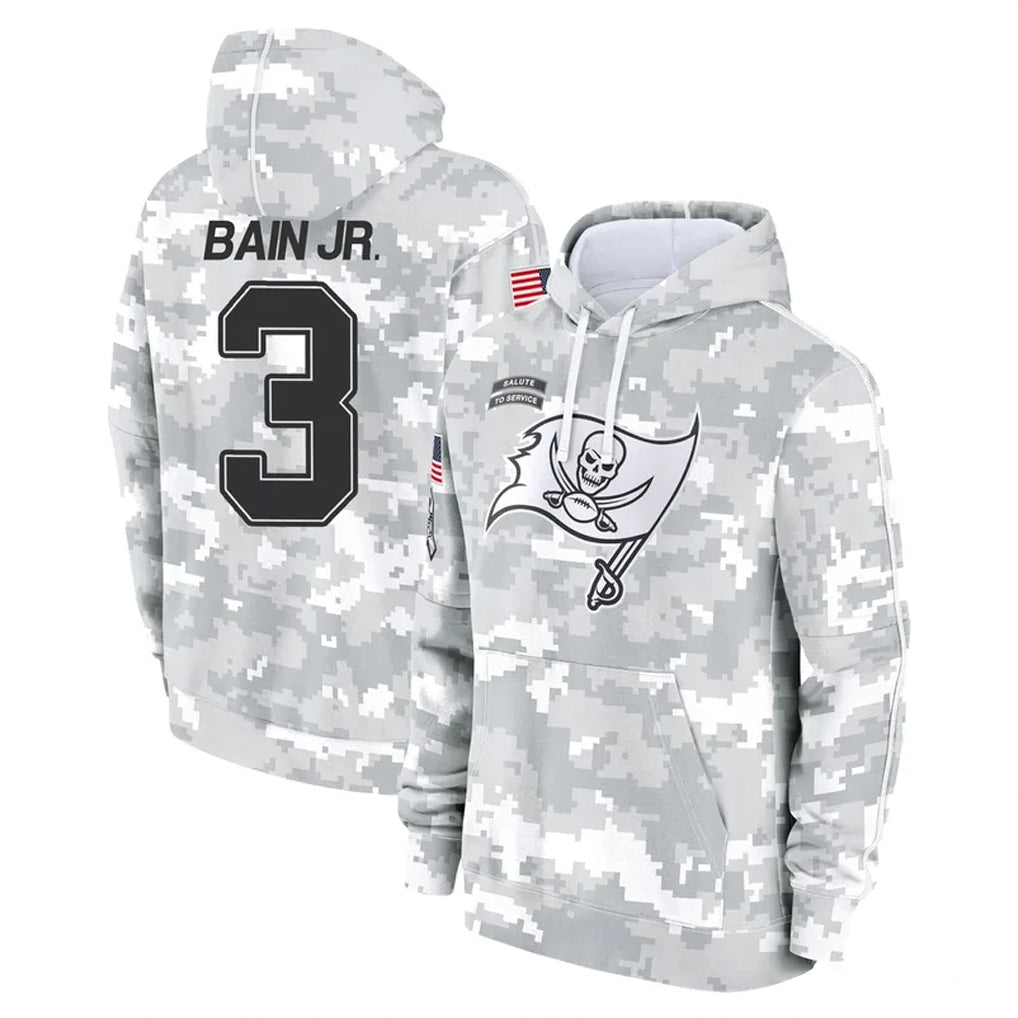 Qdoa TB.Buccaneers #3 Rueben Bain Jr. Player Arctic Camo Limited Salute to Service Pullover Hoodies Game Stitched Jerseys