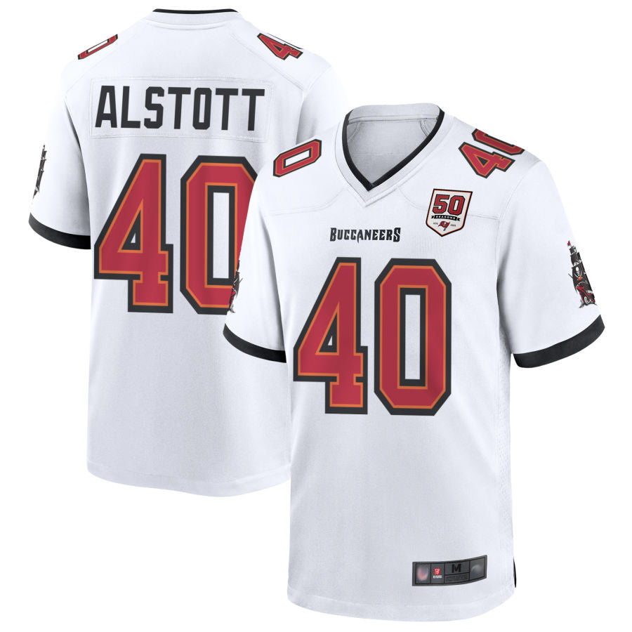 Qdoa TB.Buccaneers #40 Mike Alstott Player White 50th Anniversary Game Stitched Jerseys