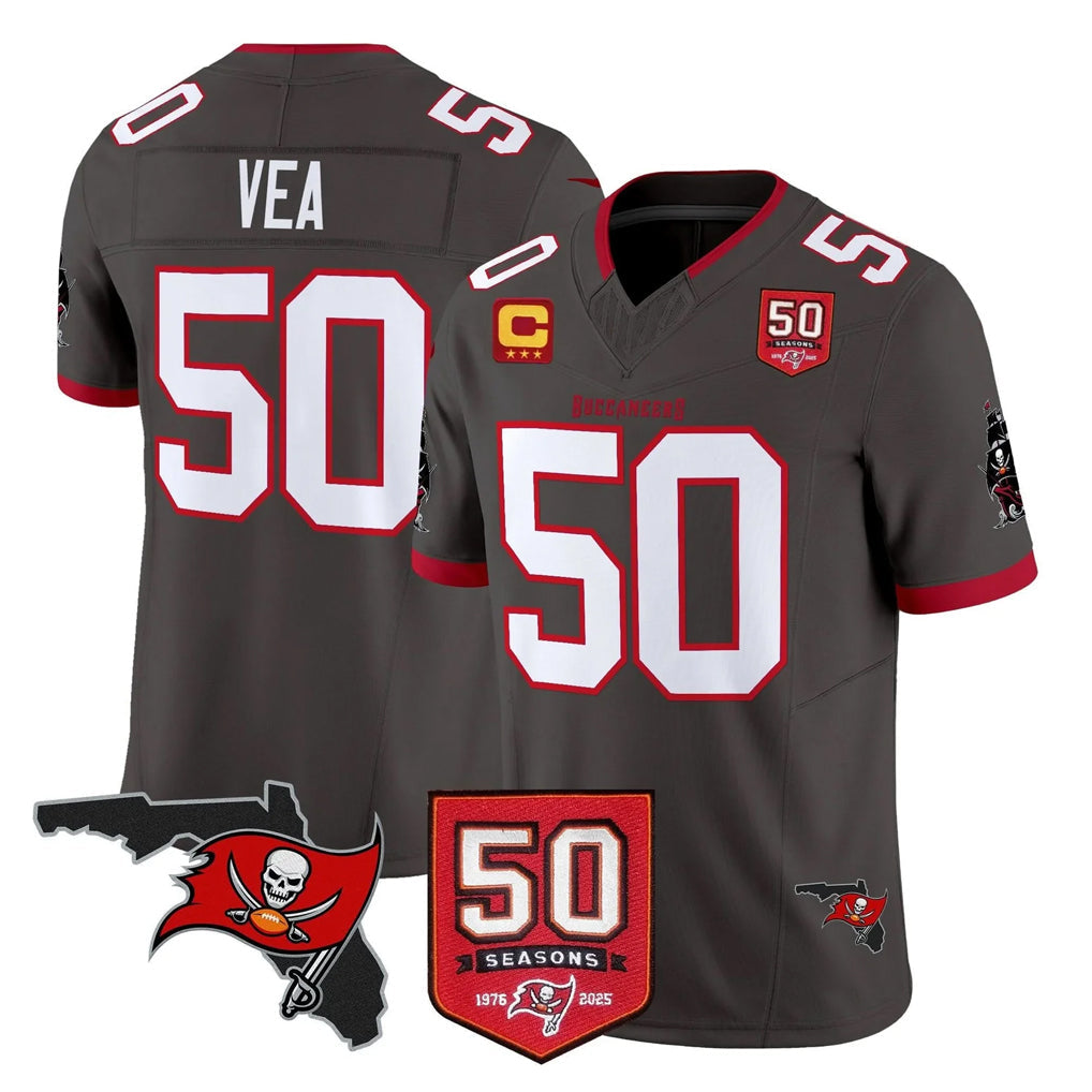 Qdoa TB.Buccaneers #50 Vita Vea Player Pewter Limited 2026 Season Vapor F.U.S.E. Home Game Stitched Jerseys