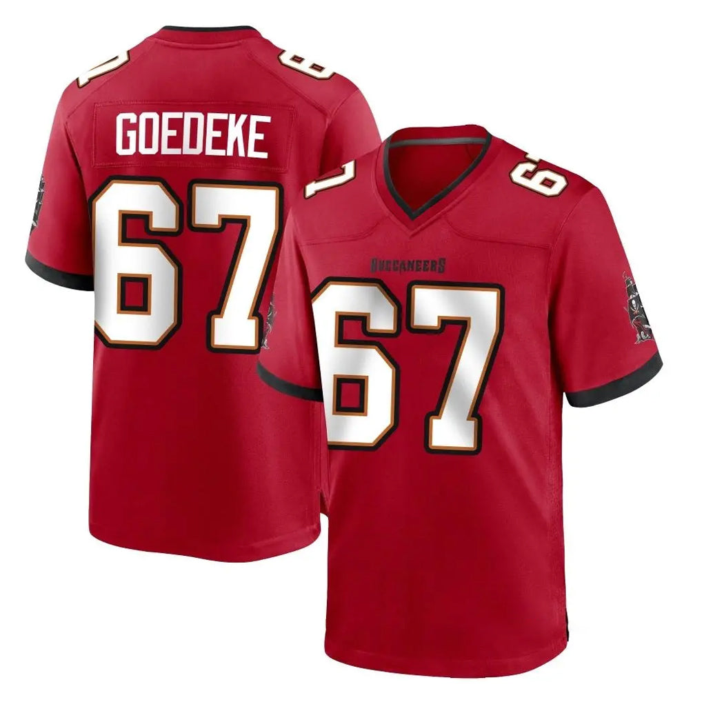 Qdoa TB.Buccaneers #67 Luke Goedeke Player Red Home Game Stitched Jerseys