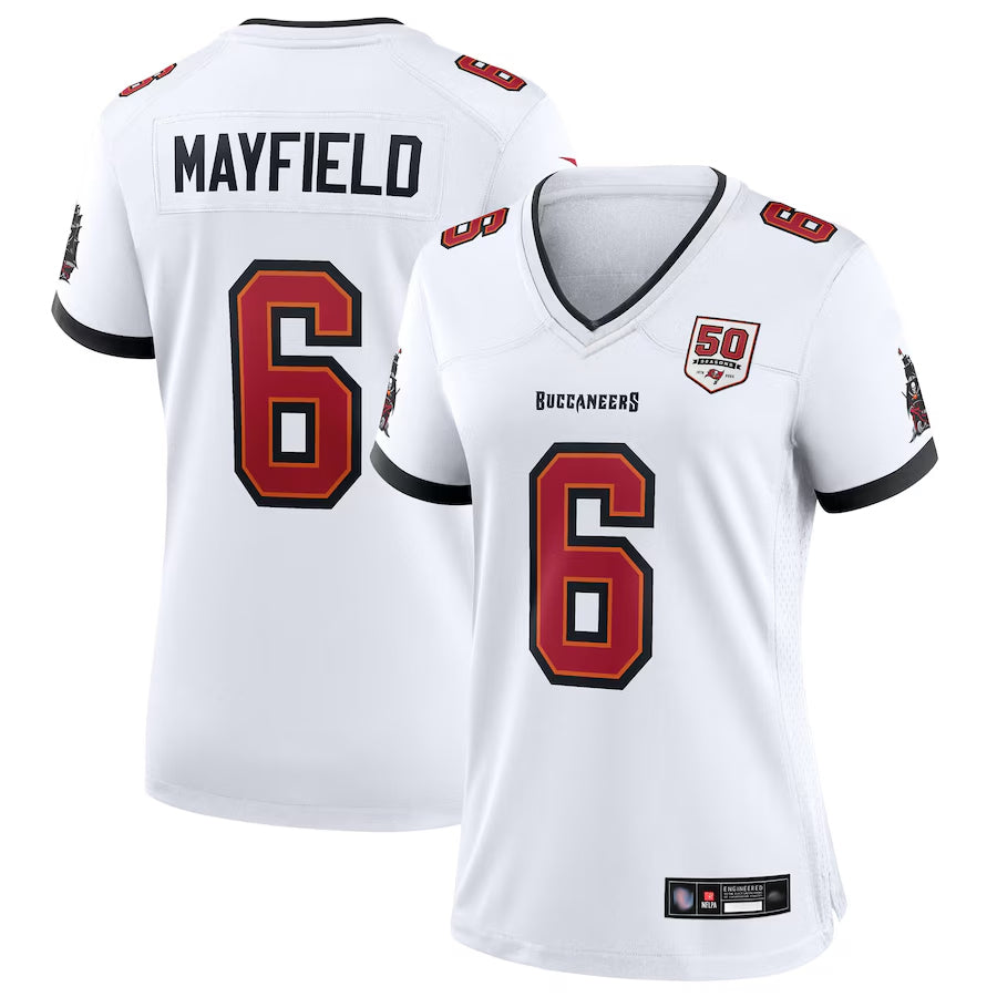 Qdoa TB.Buccaneers #6 Baker Mayfield Player White 50th Anniversary Game Stitched Jerseys