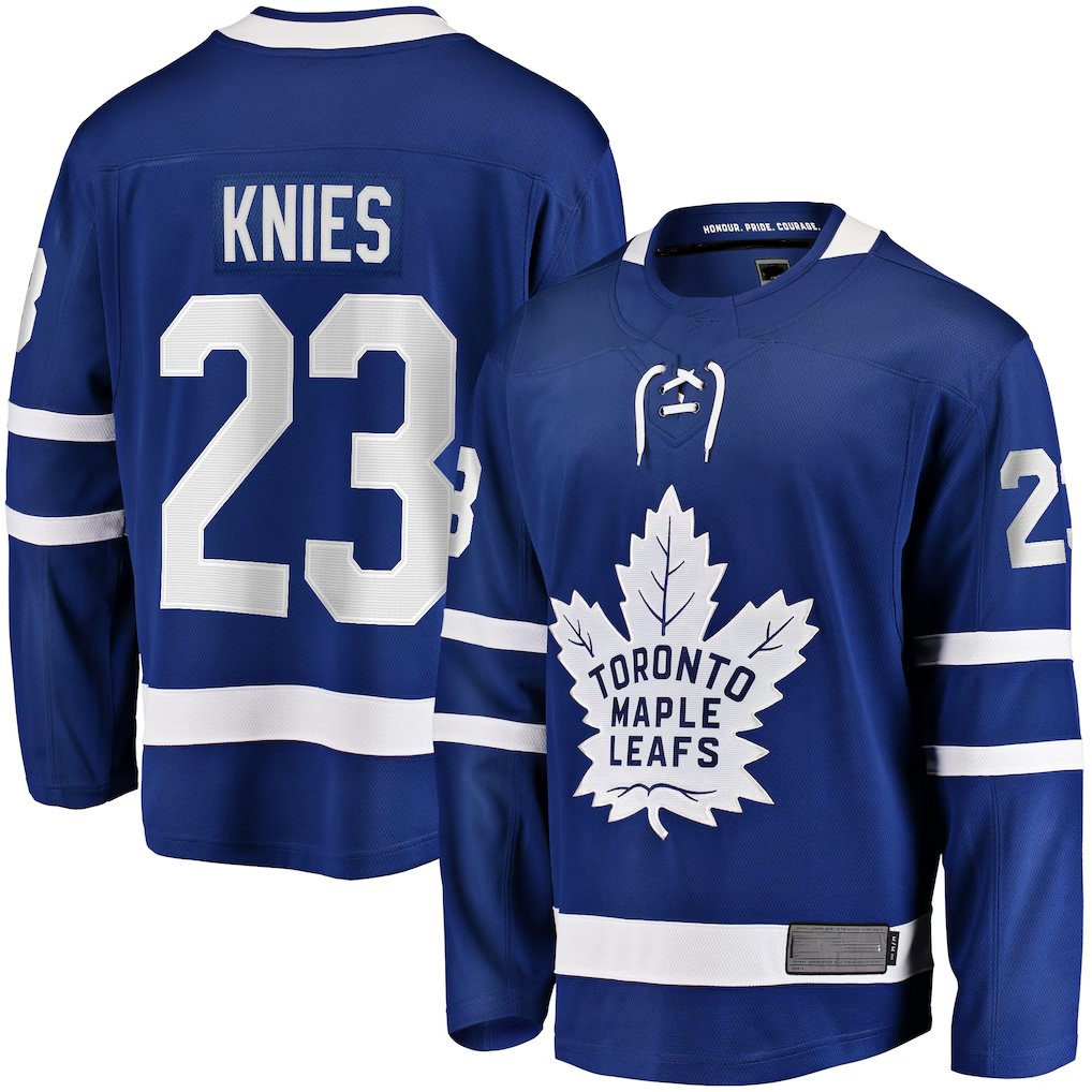 Qdoa T.Maple Leafs #23 Matthew Knies Blue Home Premier Breakaway Player Jerseys