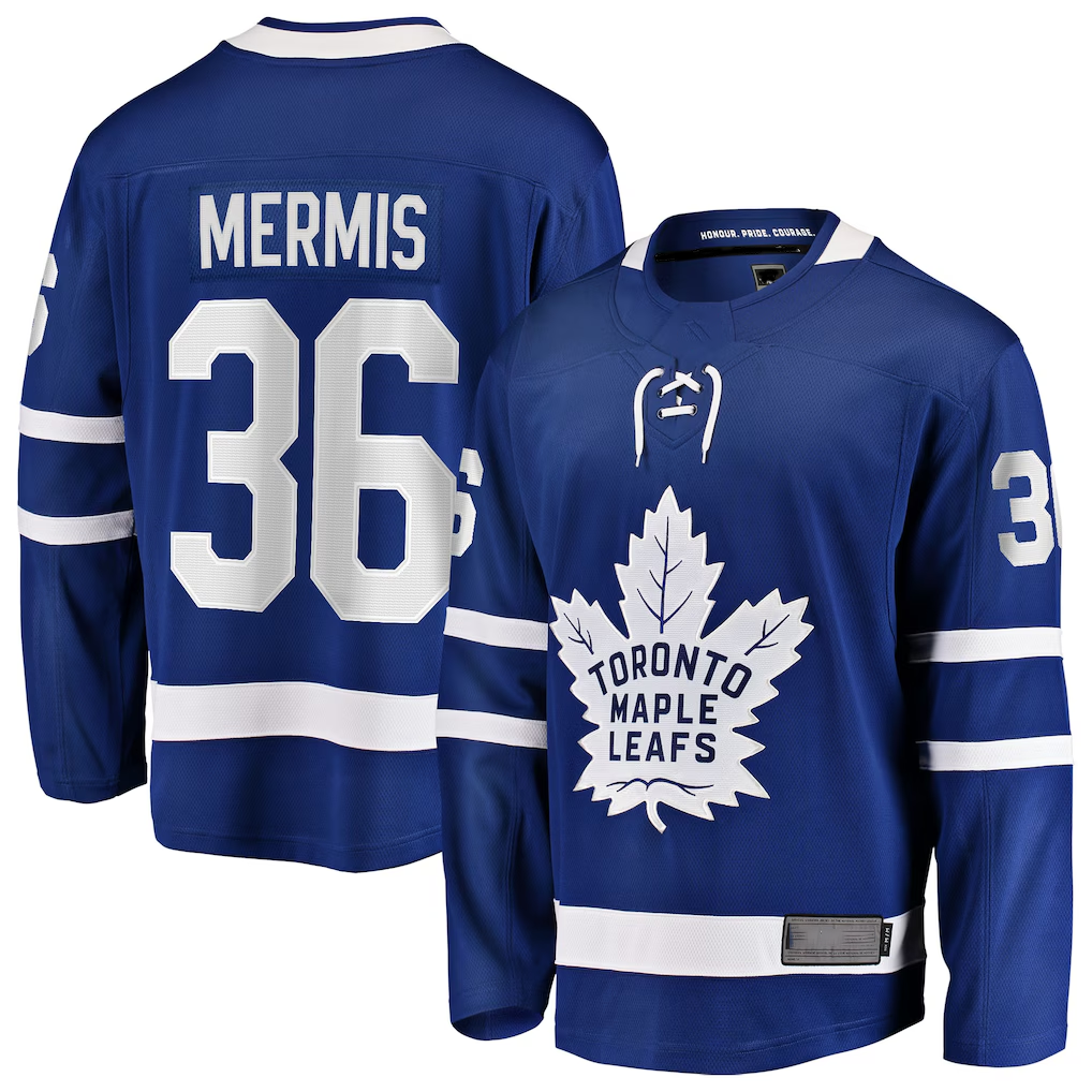 Qdoa T.Maple Leafs #36 Dakota Mermis Blue Home Breakaway Jerseys
