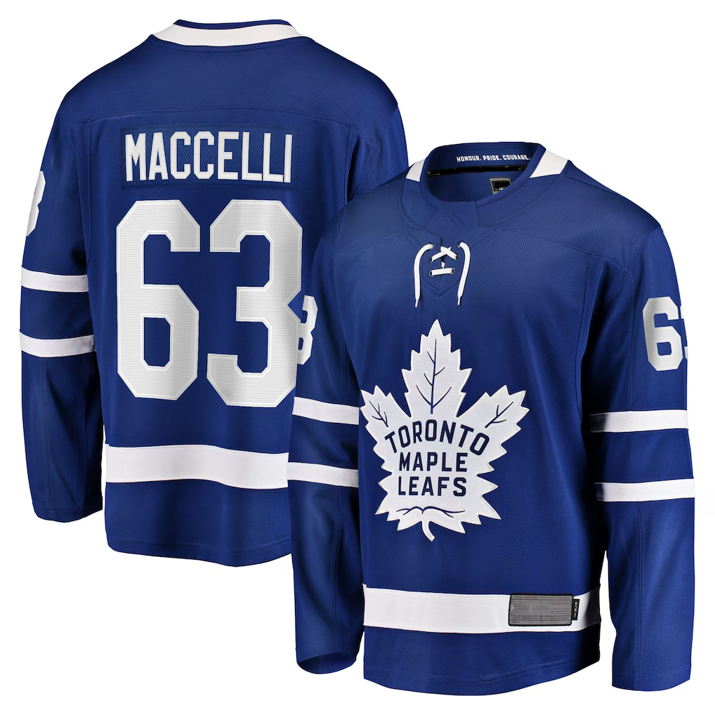 Qdoa T.Maple Leafs #63 Matias Maccelli Blue Home Breakaway Jerseys