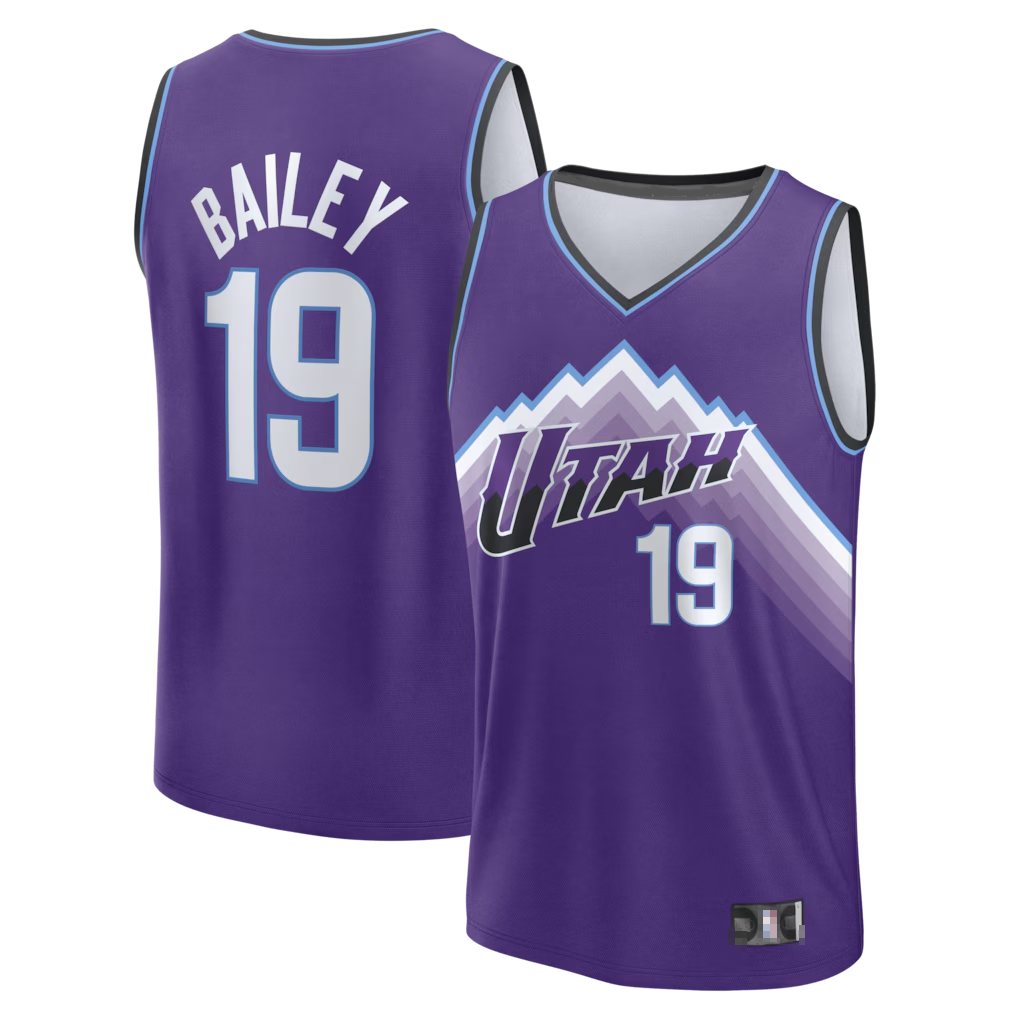 Qdoa U.Jazz #19 Ace Bailey Fanatics Purple Fast Break Replica Jerseys - Icon Edition