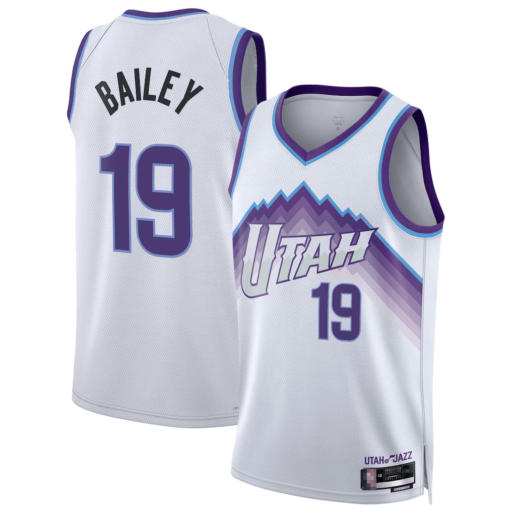 Qdoa U.Jazz #19 Ace Bailey White Swingman Jerseys- Association Edition
