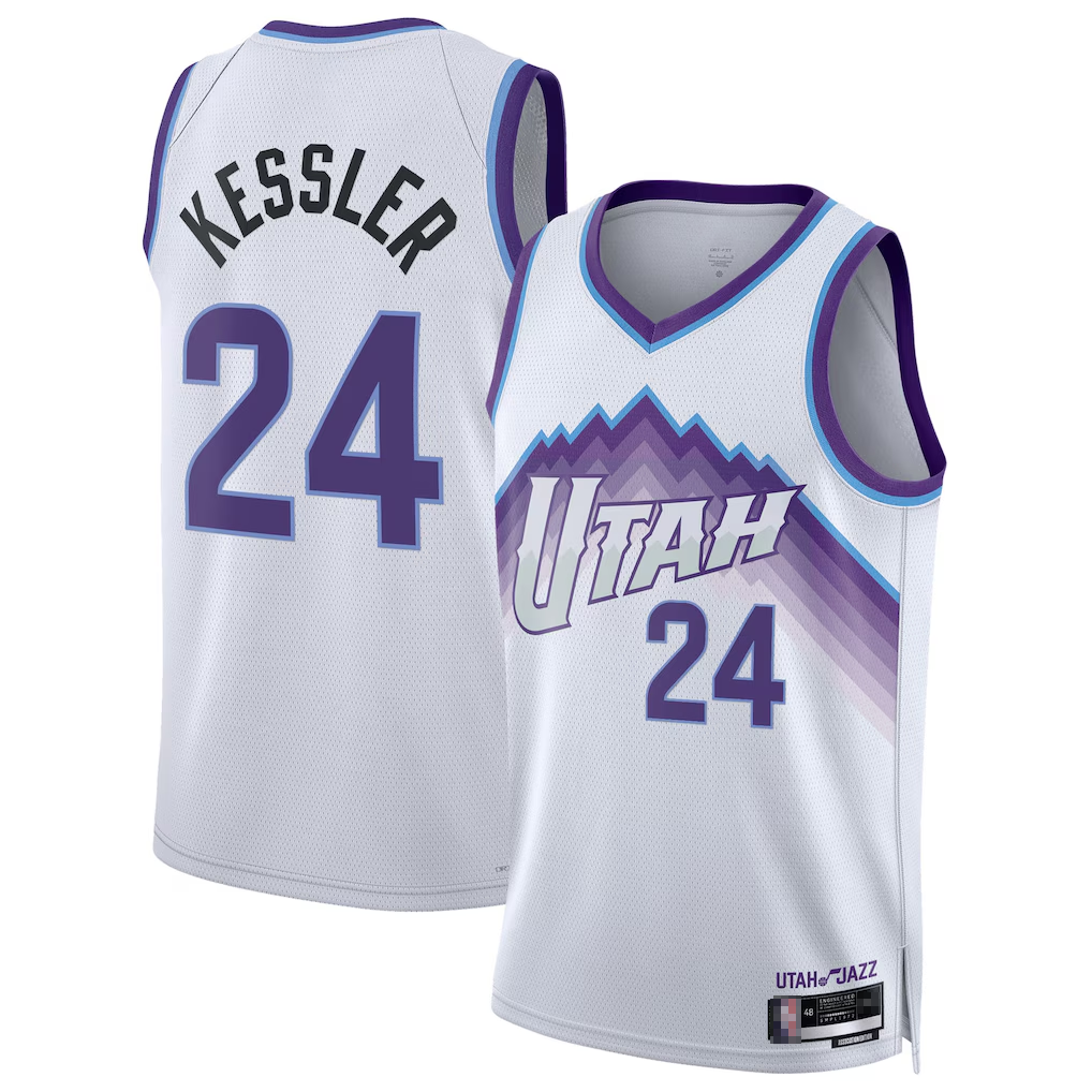 Qdoa U.Jazz #24 Walker Kessler White Swingman Jerseys - Association Editio