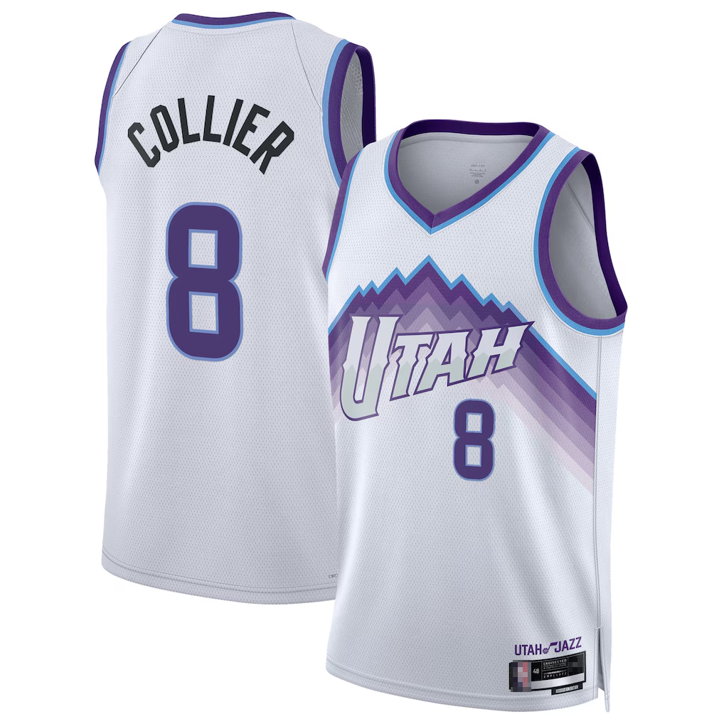 Qdoa U.Jazz #8 Isaiah Collier White Swingman Jerseys - Association Edition