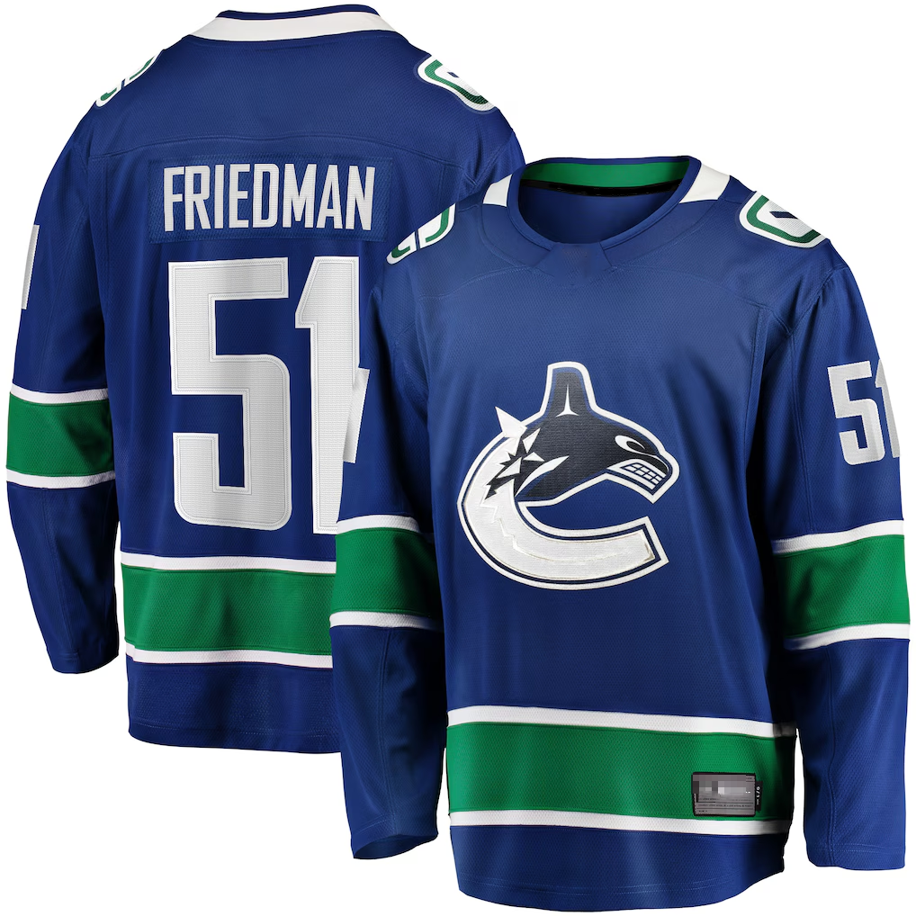 Qdoa V.Canucks #51 Mark Friedman Blue Home Premier Breakaway Player Jerseys
