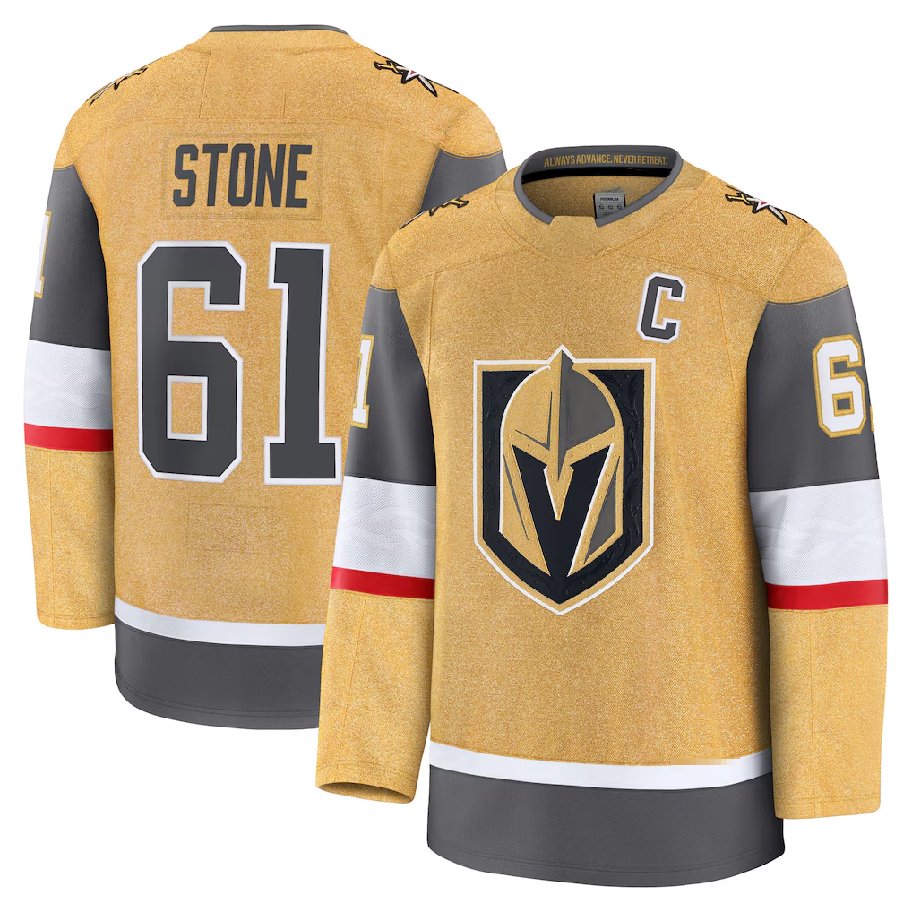 Qdoa V.Golden Knights #61 Mark Stone Gold Home Premium Jerseys