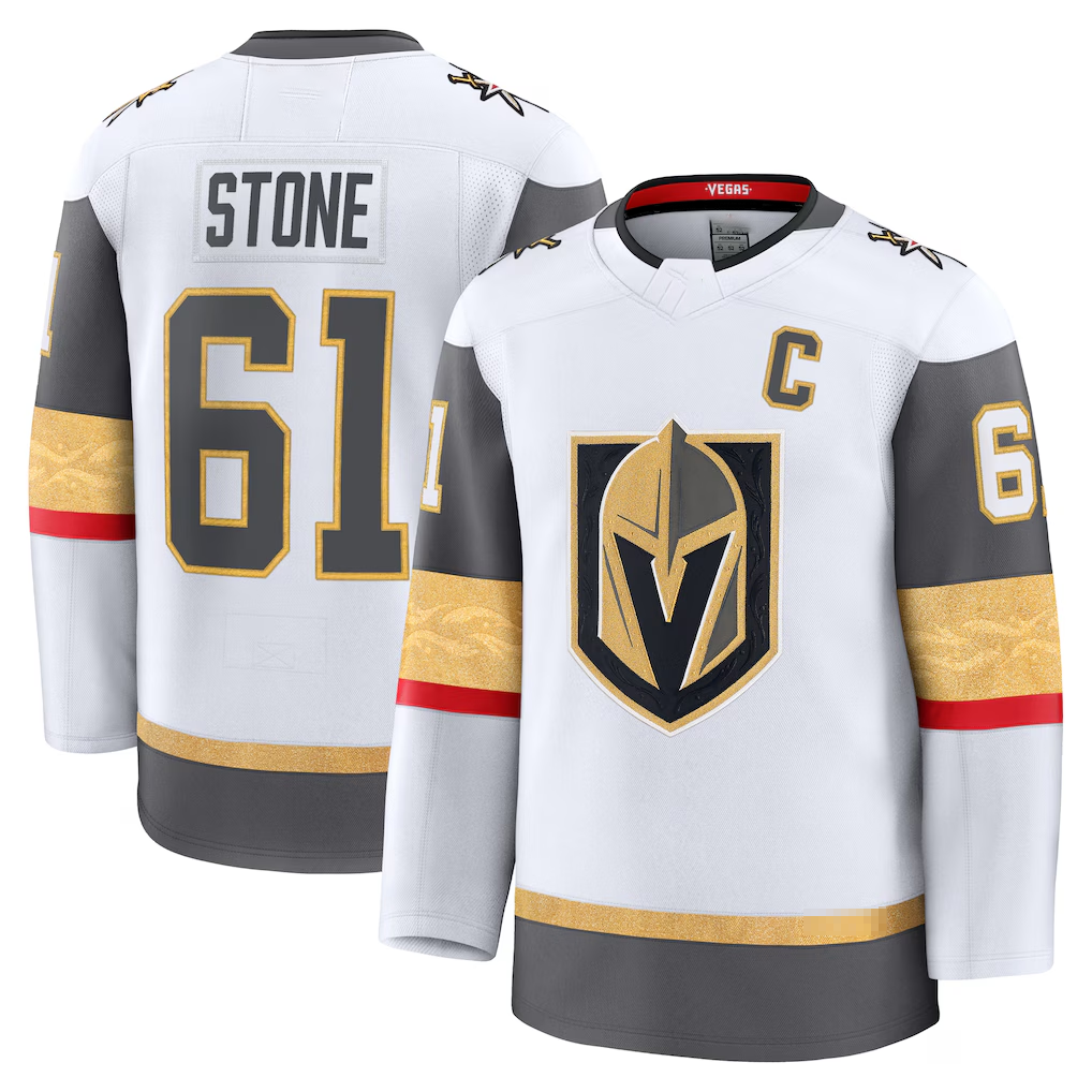 Qdoa V.Golden Knights #61 Mark Stone White Away Premium Jerseys