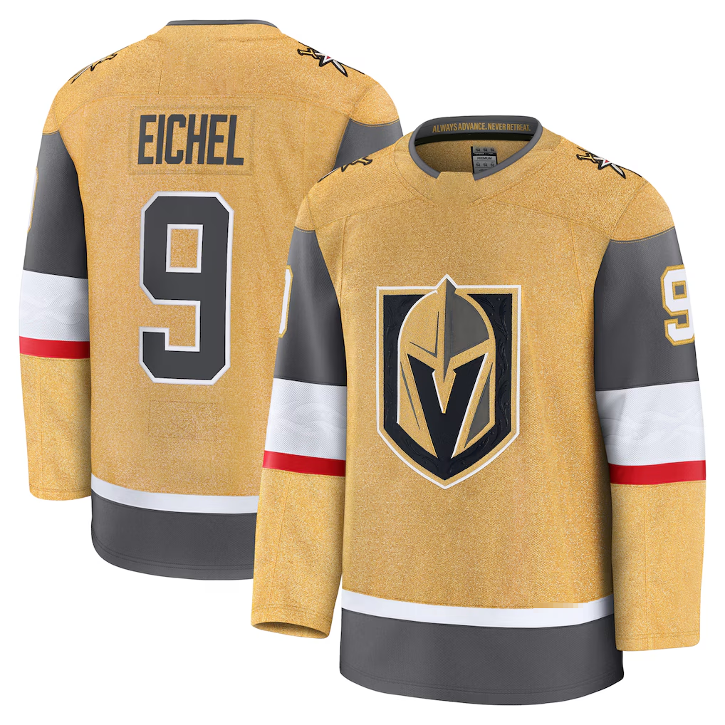 Qdoa V.Golden Knights #9 Jack Eichel Gold Home Premium Jerseys