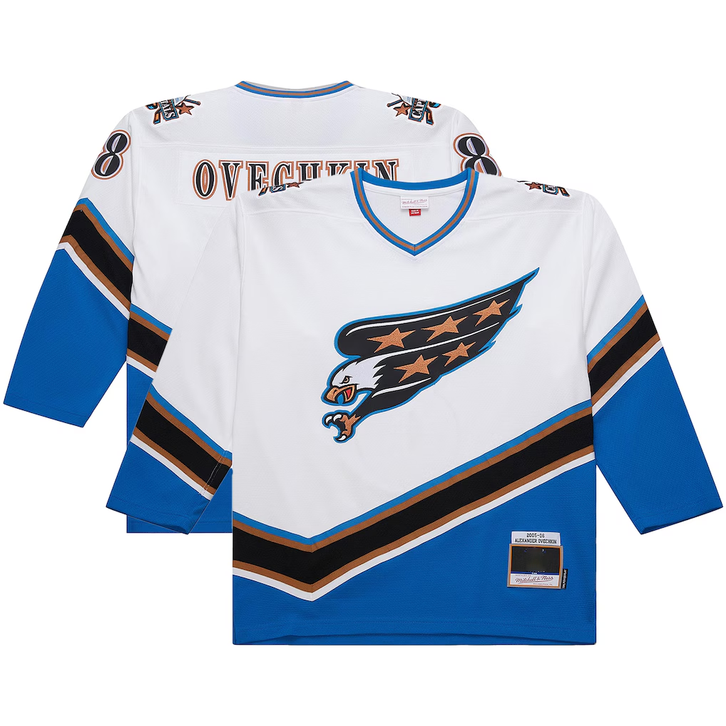 Qdoa W.Capitals Alexander Ovechkin Mitchell & Ness White Big & Tall 2005-06 Power Play Jerseys