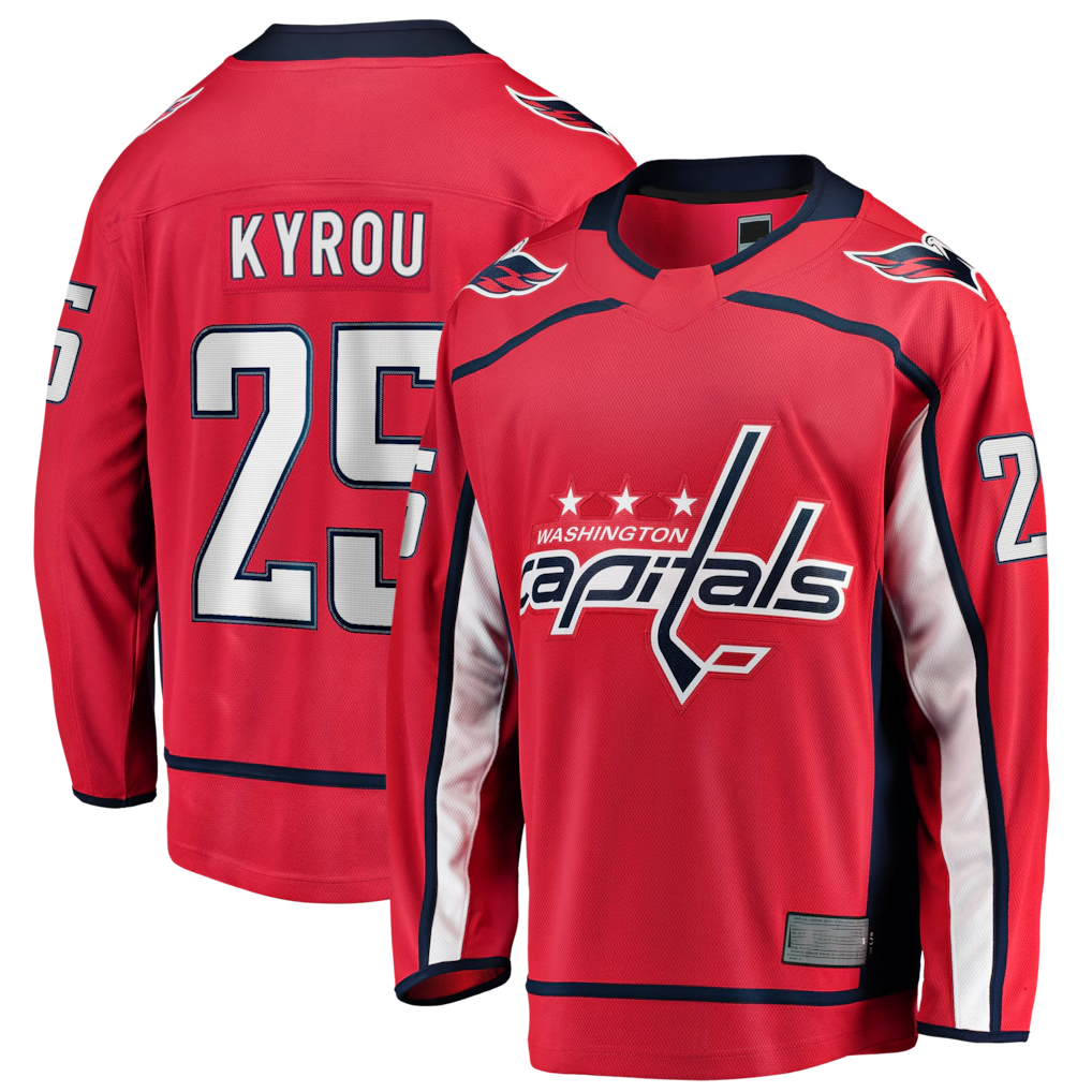 Qdoa W.Capitals #25 Jordan Kyrou Red Home Breakaway Jerseys