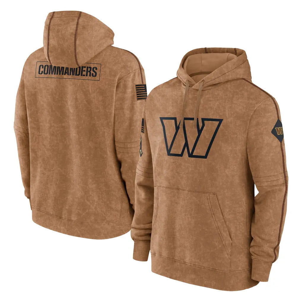 Qdoa W.Commanders Brown Limited Salute to Service Pullover Hoodies Game Blank Player Stitched Jerseys