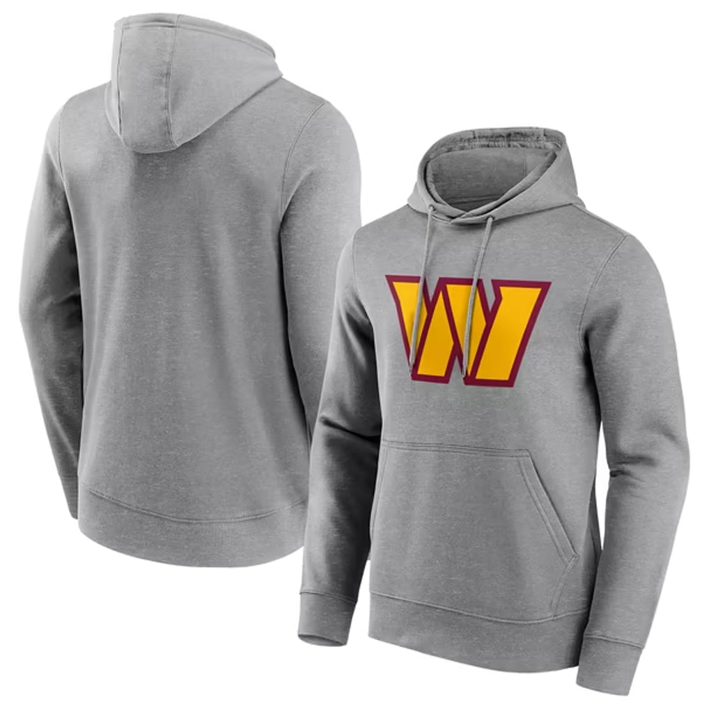 Qdoa W.Commanders Gray LOGO Pullover Hoodies Game Blank Player Stitched Jerseys