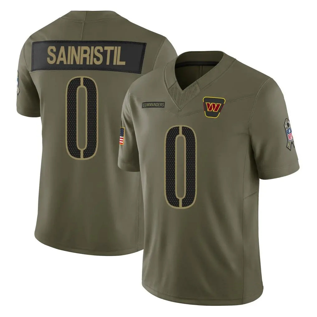 Qdoa W.Commanders #0 Mike Sainristil Player Olive Salute To Service Limited Stitched Jerseys