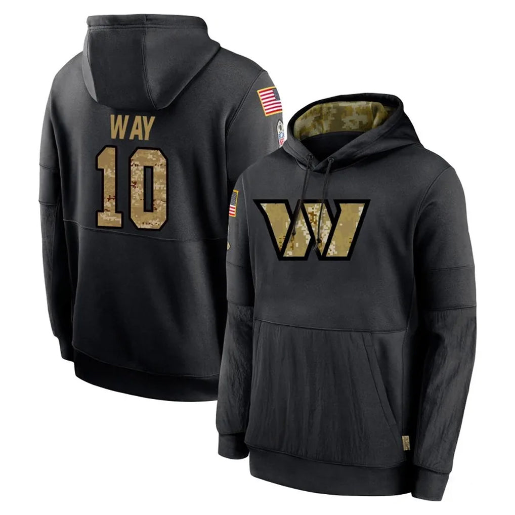 Qdoa W.Commanders #10 Tress Way Player Black Salute to Service Performance Pullover Hoodies Home Game Stitched Jerseys