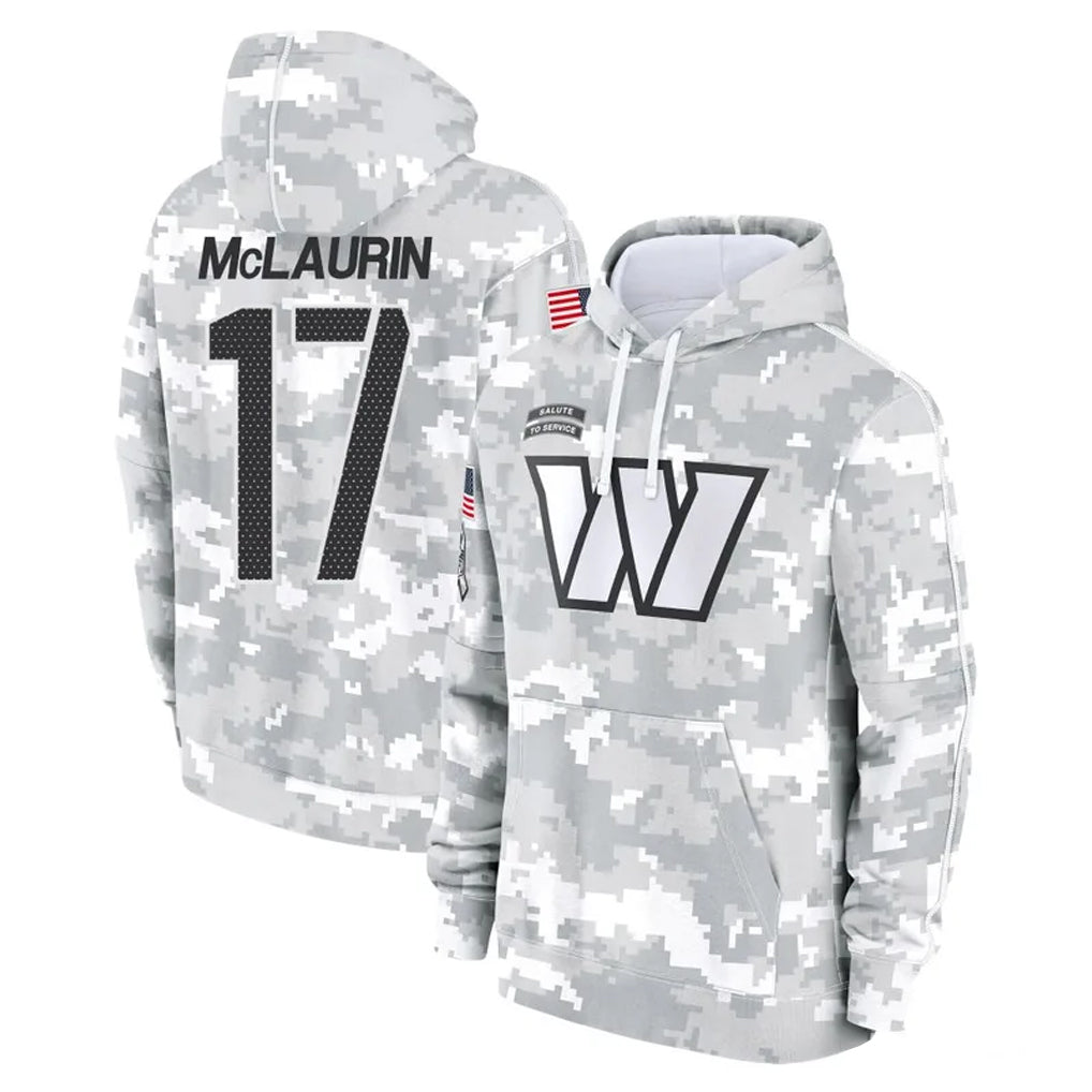 Qdoa W.Commanders #17 Terry Mclaurin Player Arctic Camo Limited Salute to Service Pullover Hoodies Game Stitched Jerseys