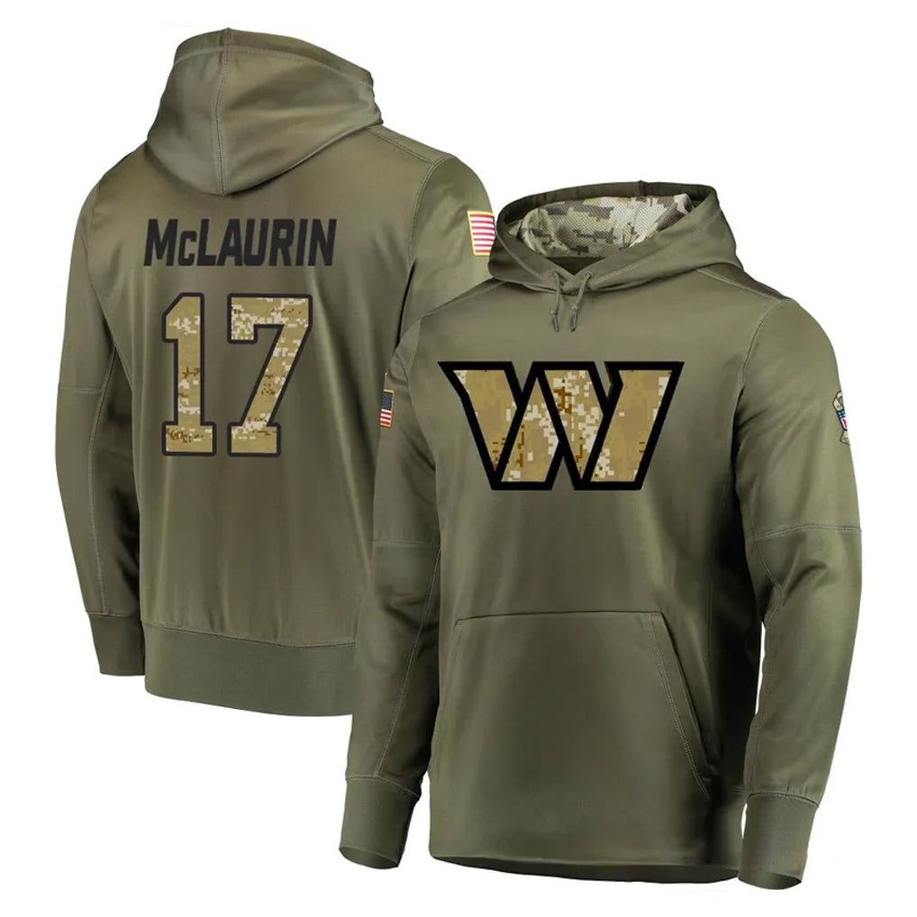 Qdoa W.Commanders #17 Terry Mclaurin Player Olive Salute to Service Pullover Hoodie Limited Home Game Stitched Jerseys