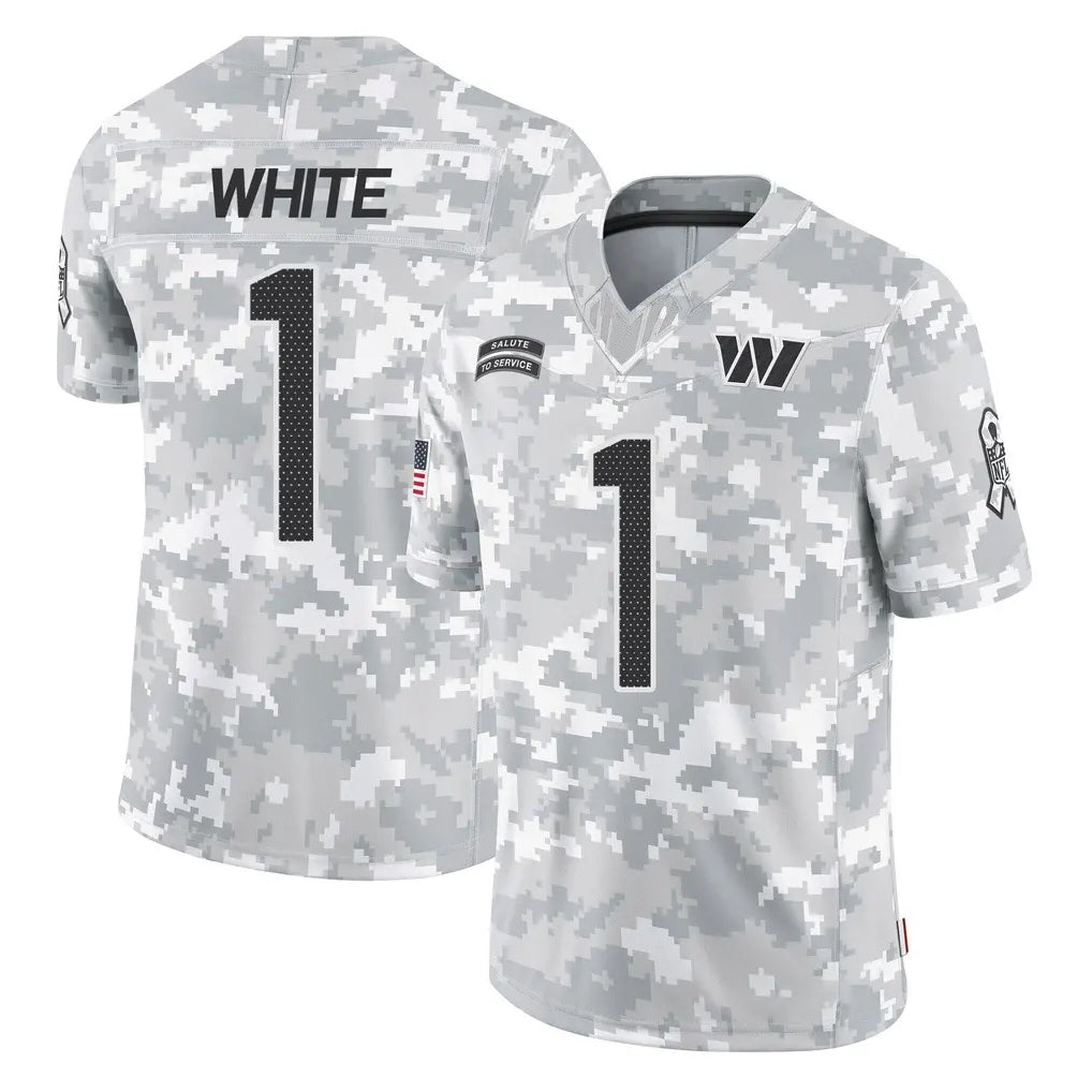 Qdoa W.Commanders #1 Rachaad White Player Arctic Camo Limited Salute To Service Home Game Stitched Jerseys