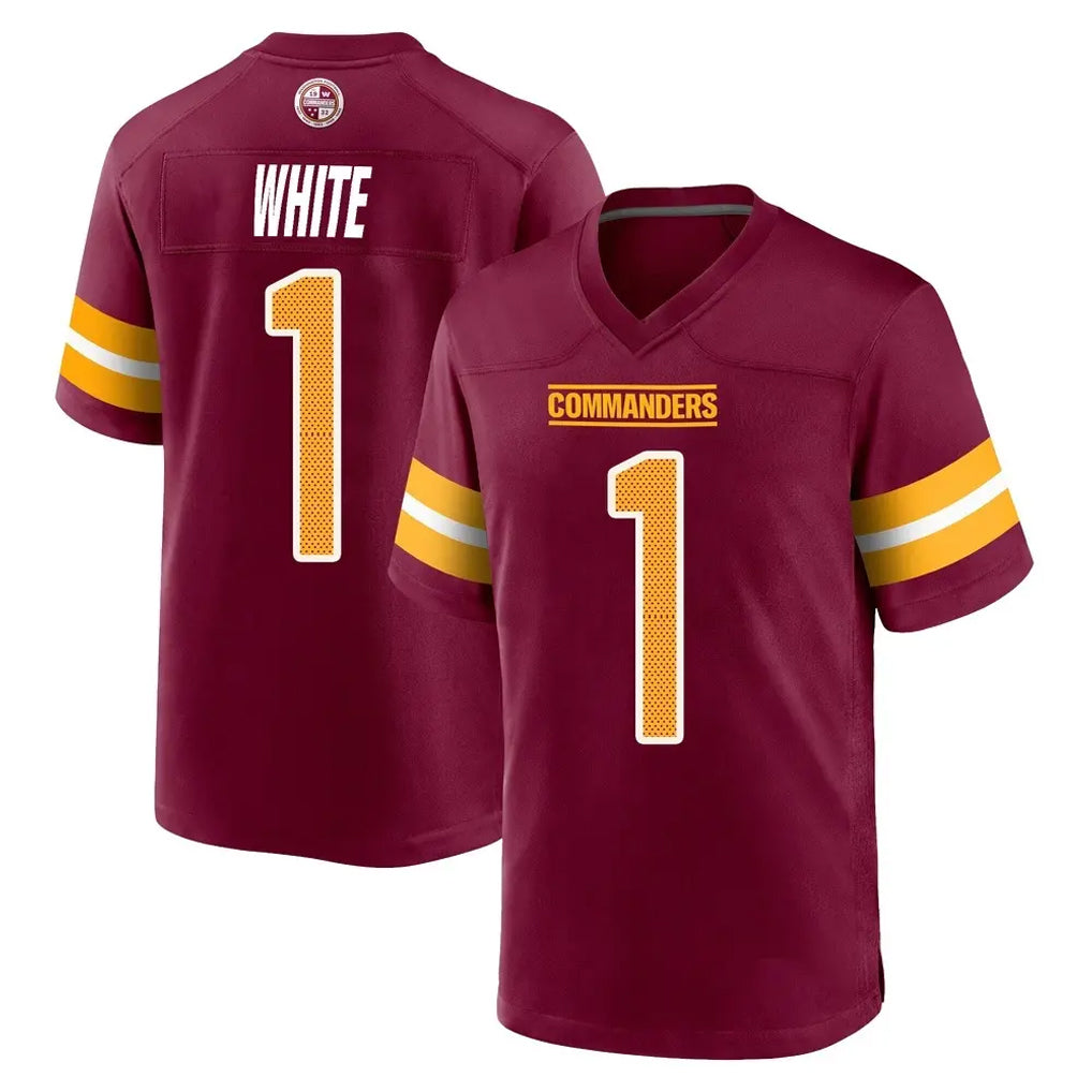 Qdoa W.Commanders #1 Rachaad White Player Burgundy Home Game Stitched Jerseys