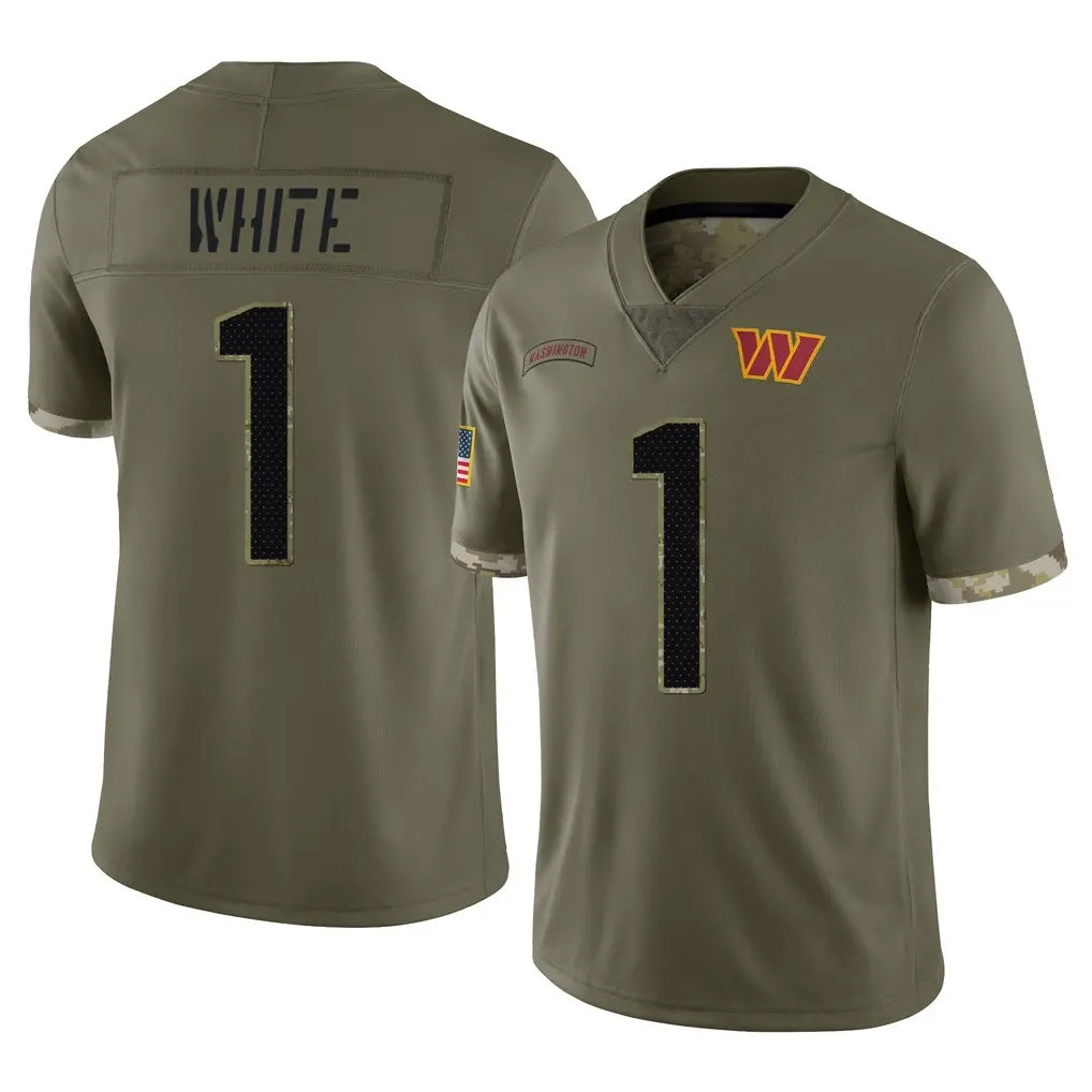 Qdoa W.Commanders #1 Rachaad White Player Olive Salute To Service Limited Home Game Stitched Jerseys