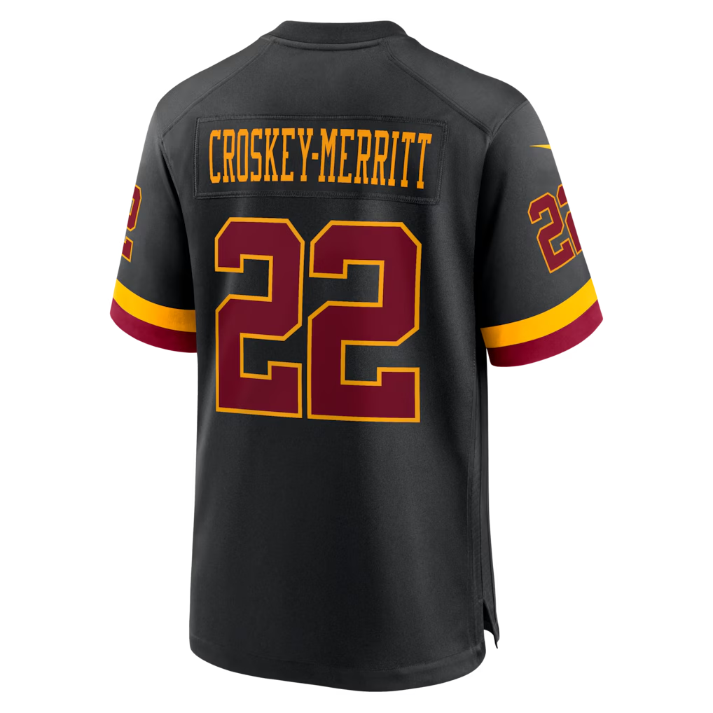 Qdoa W.Commanders #22 Jacory Croskey-Merritt Black Hail Raiser Alternate Game Stitched Jerseys