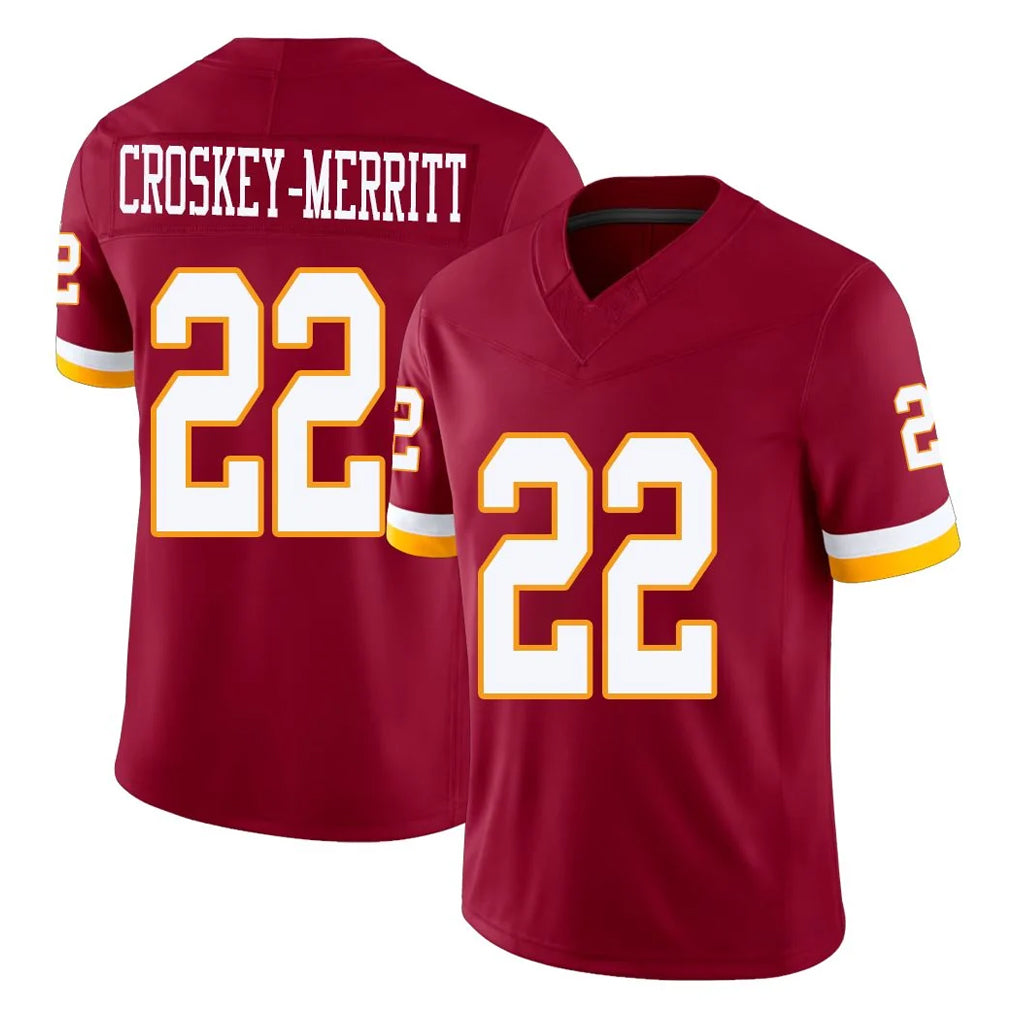 Qdoa W.Commanders #22 Jacory Croskey-Merritt Player Burgundy Limited Team Vapor F.U.S.E. Home Game Stitched Jerseys