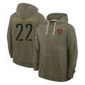Qdoa W.Commanders #22 Jacory Croskey-Merritt Player Olive Salute to Service Pullover Hoodies Limited Home Stitched Jerseys