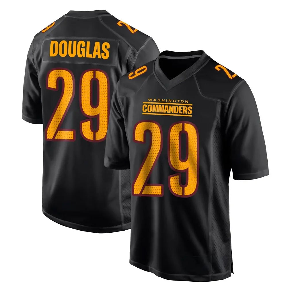 Qdoa W.Commanders #29 Rasul Douglas Player Black Carbon Fashion Home Game Stitched Jerseys