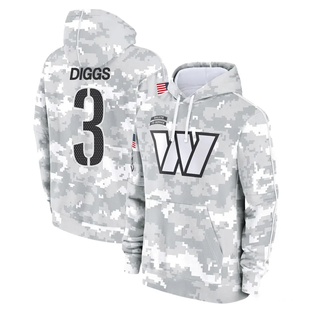 Qdoa W.Commanders #3 Stefon Diggs Player Arctic Camo Limited Salute to Service Pullover Hoodies Game Stitched Jerseys