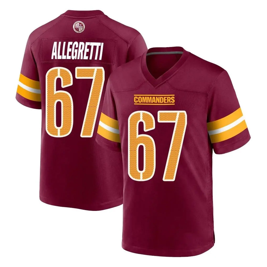 Qdoa W.Commanders #67 Nick Allegretti Player Burgundy Home Game Stitched Jerseys