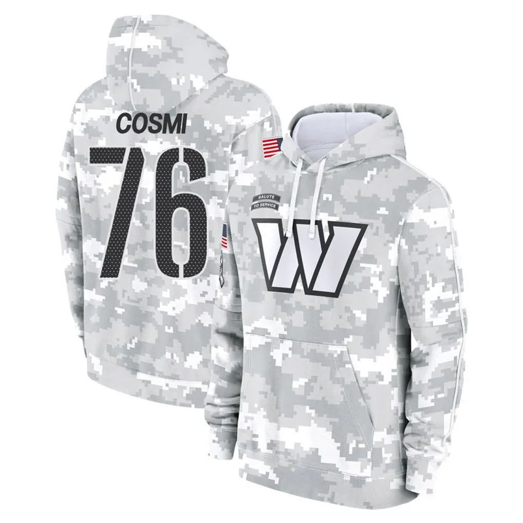 Qdoa W.Commanders #76 Sam Cosmi Player Arctic Camo Limited Salute to Service Pullover Hoodies Game Stitched Jerseys